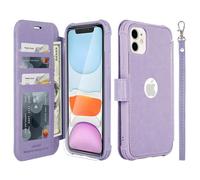 VANAVAGY Compatible iPhone 11 Wallet Case, 12ft Drop Protection, RFID Blocking PU Leather Flip Cover, Card Holder & Kickstand, Shockproof Phone Case for iPhone 11-6.1 Inch,Clove Purple