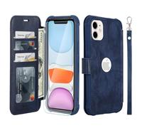 VANAVAGY Compatible iPhone 11 Wallet Case, 12ft Drop Protection, RFID Blocking PU Leather Flip Cover, Card Holder & Kickstand, Shockproof Phone Case for iPhone 11-6.1 Inch, Navy blue