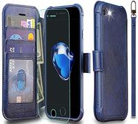 VANAVAGY Compatible iPhone 7/8/se Wallet Case, 12ft Drop Protection, RFID Blocking PU Leather Flip Cover, Card Holder & Kickstand, Shockproof Phone Case for iPhone 7/8/se 4.7 Inch, Navy blue