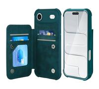 VANAVAGY Fit Car Mount Wallet Case for iPhone Air,Midnight Green | PU Leather Flip Cover for Men & Women,12ft Drop Protection,RFID Blocking Card Holder, Kickstand,Includes Screen Protector