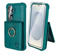 VANAVAGY Wallet Case Compatible for Galaxy S25 Plus 5G with RFID Blocking, [12ft Drop Protection] Leather Magnetic Clasp Flip Folio Phone Cover with Credit Card Holder and Coin Pocket,Midnight Green