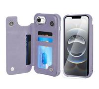VANAVAGY Wallet Case Compatible for iPhone 16E with Credit Card Holder,Rfid Block Leather Flip Folio Phone Cover Fits Magnetic Car Mount and Stand with Screen Camera Protector,Clove Purple