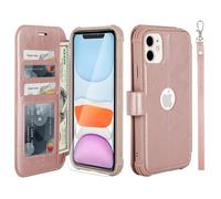 VANAVAGY Wallet Case for iPhone 11 6.1 Inch,Rose gold