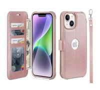 VANAVAGY Wallet Case for iPhone 13/14 6.1 Inch,Rose Gold
