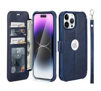 VANAVAGY Wallet Case for iPhone 14 Pro 6.1 Inch,Navy Blue