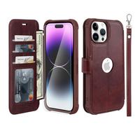 VANAVAGY Wallet Case for iPhone 14 Pro Max 6.7 Inch,Burgundy