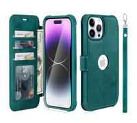 VANAVAGY Wallet Case for iPhone 14 Pro Max 6.7 Inch,Midnight Green