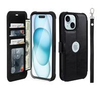 VANAVAGY Wallet Case for iPhone 15 Plus/14 Plus 6.7 Inch,Black