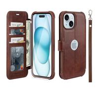 VANAVAGY Wallet Case for iPhone 15 Plus/14 Plus 6.7 Inch,Brown
