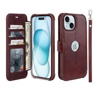 VANAVAGY Wallet Case for iPhone 15 Plus/14 Plus 6.7 Inch,Burgundy