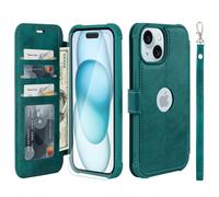 VANAVAGY Wallet Case for iPhone 15 Plus/14 Plus 6.7 Inch,Midnight Green