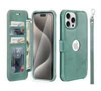 VANAVAGY Wallet Case for iPhone 15 Pro 6.1 Inch,Forest Green