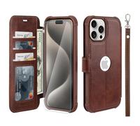 VANAVAGY Wallet Case for iPhone 15 Pro Max 6.7 Inch,Brown