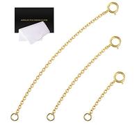 VANBARIS Gold Necklace Extender 14K, Necklace Extenders Gold 925 Sterling Silver Bracelet Anklet Jewelry Extension Chain for Necklaces, 3 Piece Set (1, 2, 3 Inches)