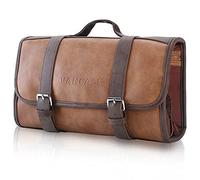 VANCASE Hanging Toiletry Bag for Men Leather Bathroom and Shower Organizer Travel Makeup Accessories kit/Great Gift