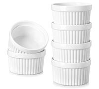vancasso 12 oz Ramekins, Souffle Dishes Set of 6, White Porcelain Creme Brulee Ramekins, Baking Cups for Pudding, Fruits, Dips, Dishwasher and Oven Safe