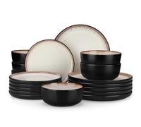 vancasso Amber 18 Pieces Dinner Set for 6, Reactive Glaze Stoneware Plates and Bowls Set, Crockery Set with Dinner Plates, Dessert Plates & Cereal Bowls, Microwave & Dishwasher Safe Yellow