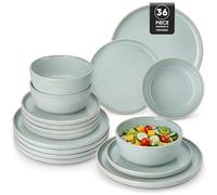 vancasso ANYA Dinnerware Sets, 36 Piece Dinner Plates Set of 12, Include Ceramic Dinner Plates, Dessert Plates, and Cereal Bowls, Dishwasher and Microwave Safe, Mint Green