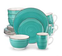 vancasso, BELLA Series, Classqiue Porcelain Tableware, Vintage Rustic Earthenware, Green, 16 Pieces