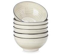 vancasso Bonbon Cereal Bowls Set of 6, 28 oz Ceramic Soup Bowls, Serving Bowls for Salad, Noodle, Oatmeal, Ice Cream, Dishwasher & Microwave Safe, Beige