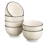 vancasso Bonbon Cereal Bowls Set of 6, Ceramic Soup Bowls, 24 oz Serving Bowls for Salad, Noodle, Porridge, Rice, Dishwasher & Microwave Safe, Beige