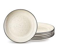 vancasso BONBON Dinner Plates Set of 6, 10.5 inch Scratch Resistant Ceramic Dinnerware Set, Dishwasher and Microwave Safe, Dessert Plate, Pasta Plate, Salad Plates, for Main Course, Beige