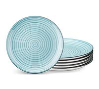 vancasso BONBON Stoneware Dinner Plate, Dinner Plate Set for 6 People, Diameter 26.8 cm Plate Set, Crockery for Dishwasher and Microwave, Pasta Plate, Breakfast Plate, Cake Plate, Blue