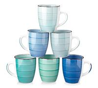 vancasso Bonita 360ml Mug Set of 6, Stoneware Coffee Cup and Mug Cool Color