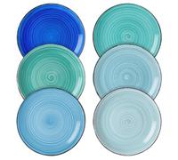 vancasso Bonita Blue Dessert Plates Set of 6, Handpainted Side Plate in Rustic Look Tableware, 7.5 inch Side/Salad/Fruit/Snack Plate(18.8 * 18.8 * 2.2cm)