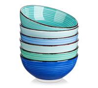 vancasso Bonita Cereal Bowls Set of 6, 27 Oz Ceramic Soup Bowls, Serving Bowls for Salad, Noodle, Porridge, Rice, Dishwasher & Microwave Safe, Cool Color