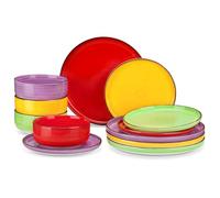 vancasso Bonita Crockery Set for 4 People, 12-Piece Stoneware Dinner Service, Bowl and Plate Set, Round Crockery Dinner Service with 4 Dinner Plates, 4 Salad Plates and 4 Bowls, Colourful