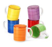 vancasso Bonita Mugs Set of 6, 480ml Stoneware Coffee Cup and Mug, Large Mugs for Hot Drinks, Microwave & Dishwasher Safe Tea Cups, Warm Color