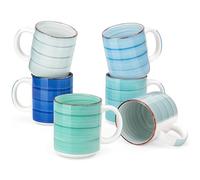 vancasso Bonita Mugs Set of 6, 480ml Stoneware Coffee Cup and Mug, Large Mugs for Hot Drinks, Microwave & Dishwasher Safe Tea Cups, Cool Color