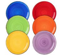 vancasso Bonita Multicolour Dessert Plates Set of 6, Handpainted Side Plate in Rustic Look Tableware, 7.5 inch Side/Salad/Fruit/Snack Plate(18.8 * 18.8 * 2.2cm)