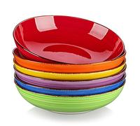 vancasso Bonita Pasta Bowls 38 oz, Large Ceramic Salad Bowls, Pasta Bowl Set of 6, Microwave & Dishwasher Safe Soup Bowls, Serving Bowls, Warm Colors