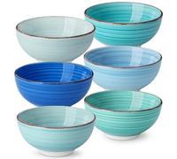 vancasso Bonita Small Bowls Set of 6, 380ml Ceramic Cereal Bowls, Dipping Bowls, Serving Bowls for Soup, Dessert, Snack, Porridge, Rice, Dishwasher & Microwave Safe, Cool Color