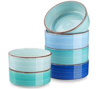 vancasso Bonita Small Cereal Bowls Set of 6, 16 oz Ceramic Bowls, Dipping Bowls, Serving Bowls for Soup, Dessert, Snack, Porridge, Rice, Dishwasher & Microwave Safe, Cool Color