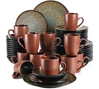 vancasso Bubble Brown Dinner Set, Reactive Glaze Dinnerware Tableware, 48-Piece Dinner Service with 11in Dinner Plate, 8in Dessert Plate, 7in Bowl and 380ml Mug, Service for 12