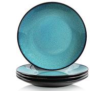 vancasso Bubble Stoneware 4-Piece Dinner Plate Set, Reactive Glaze Green 10.7in Salad/Fruit/Snack/Big Plate, Ceramic Crockery in Vintage Look. (27.3x27.3x3.3cm)