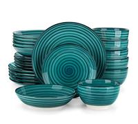 vancasso Candy 24 Piece Dinnerware Set, Double Sided Hand Painted Stoneware Dinner Set for 6 with 6 Dinner Plates, 6 Dessert Plates, 6 Soup Plates and 6 Bowl