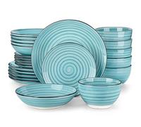 vancasso Candy 24 Piece Dinnerware Set, Double Sided Hand Painted Stoneware Dinner Set for 6 with 6 Dinner Plates, 6 Dessert Plates, 6 Soup Plates and 6 Bowl