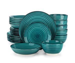 vancasso Candy 24 Piece Dinnerware Set, Double Sided Hand Painted Stoneware Dinner Set for 6 with 6 Dinner Plates, 6 Dessert Plates, 6 Soup Plates and 6 Bowl