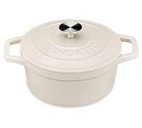 vancasso Casserole Dish, 2 Liters Cream Enamelled Cast Iron Dutch Oven with Double Loop Handle, Naturally Non-Stick Cast Iron Casserole Pot for Home Baking, Braiser, Cooking - 20cm