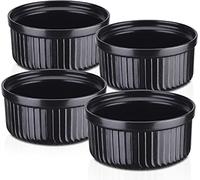 vancasso, Ceramic 4.33''(11cm) Ramekins Set of 4, Series Forte - Classic Soufflé Dishes Crème Brûlée Dish for Cakes, Brownies, Mousses, Puddings - Versatile Serving Dish for Olives, Nuts, Dips