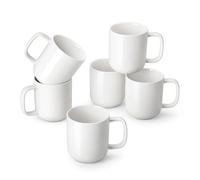 vancasso Coffee Mugs, 11oz/320ml Stoneware Mugs Set of 6, Coffee and Tea Cups with Handle, Microwave & Dishwasher Safe, Suitable for All Kinds of Drinks, White