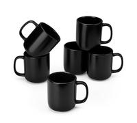 vancasso Coffee Mugs, 12oz/360ml Stoneware Mugs Set of 6, Coffee and Tea Cups with Handle, Microwave & Dishwasher Safe, Suitable for All Kinds of Drinks, Black
