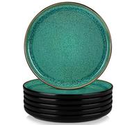 vancasso Dinner Plates Set, 10.25in Salad Plate Set of 6, Scratch-Resistant Ceramic Plate, Straight-Edge Dinnerware Perfect for Party Dessert, Wedding Appetizer, Birthday Gift, Playa Green