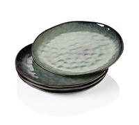 vancasso Dinner Plates, 10.5 Inch Scratch-Resistant Ceramic Plates, Microwave, Oven and Dishwasher Safe Plates Set of 4, Reactive Glaze and Vintage Green Look