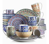 vancasso Dinner Sets for 8 People - Mandala Dinnerware Porcelain Dish Set Artisanal 32 Pieces with 10.6in Dinner Plate, 8.2in Dessert Plate, 700ml Bowl and 360ml Mug, Boho Colourful Tableware