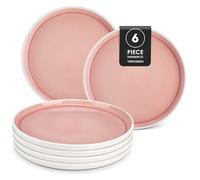 vancasso ELBA Dinner Set of 6, 10.25in Dinner Plates Set of 6, Durable Ceramic Plates for Everyday Meals, Scratch Resistant, Lead-Free, Microwave and Dishwasher Safe, Pink